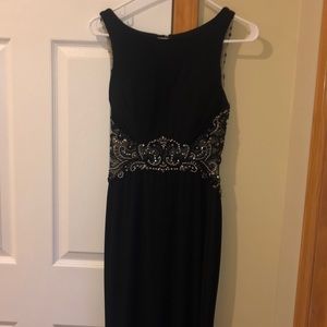 Black Formal Gown with black sequin mesh detail